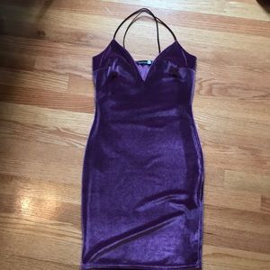 Boohoo velvet night purple dress never worn